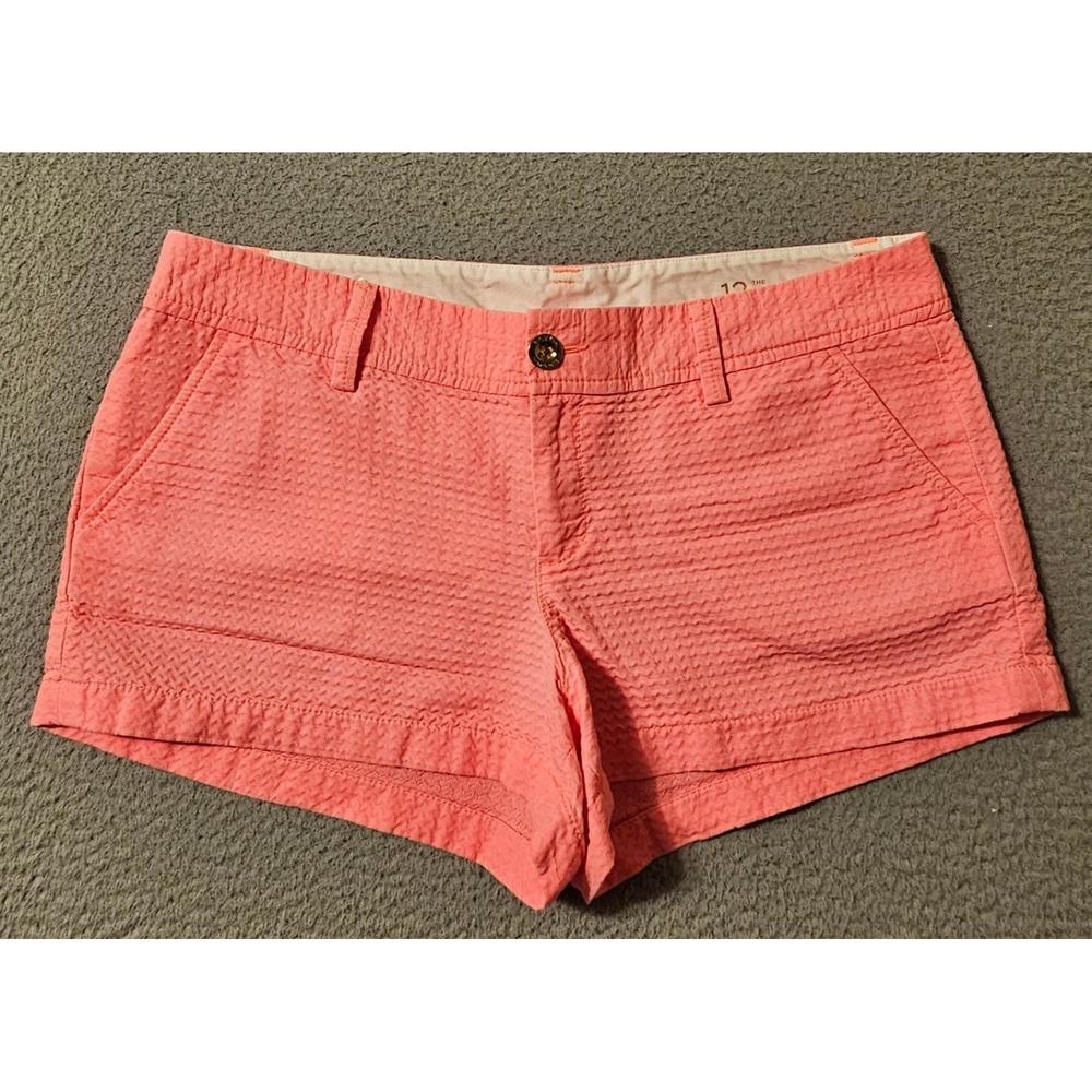 Lilly Pulitzer The Walsh Short Coral Pink Seersucker Cotton 20826 Womens Size 12